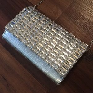 Bebe Sliver Sparkle Clutch